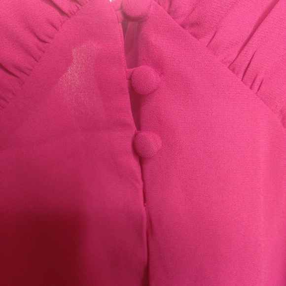 NWT Express Women's V Neck Ruffled Blouse - Picture 4 of 8